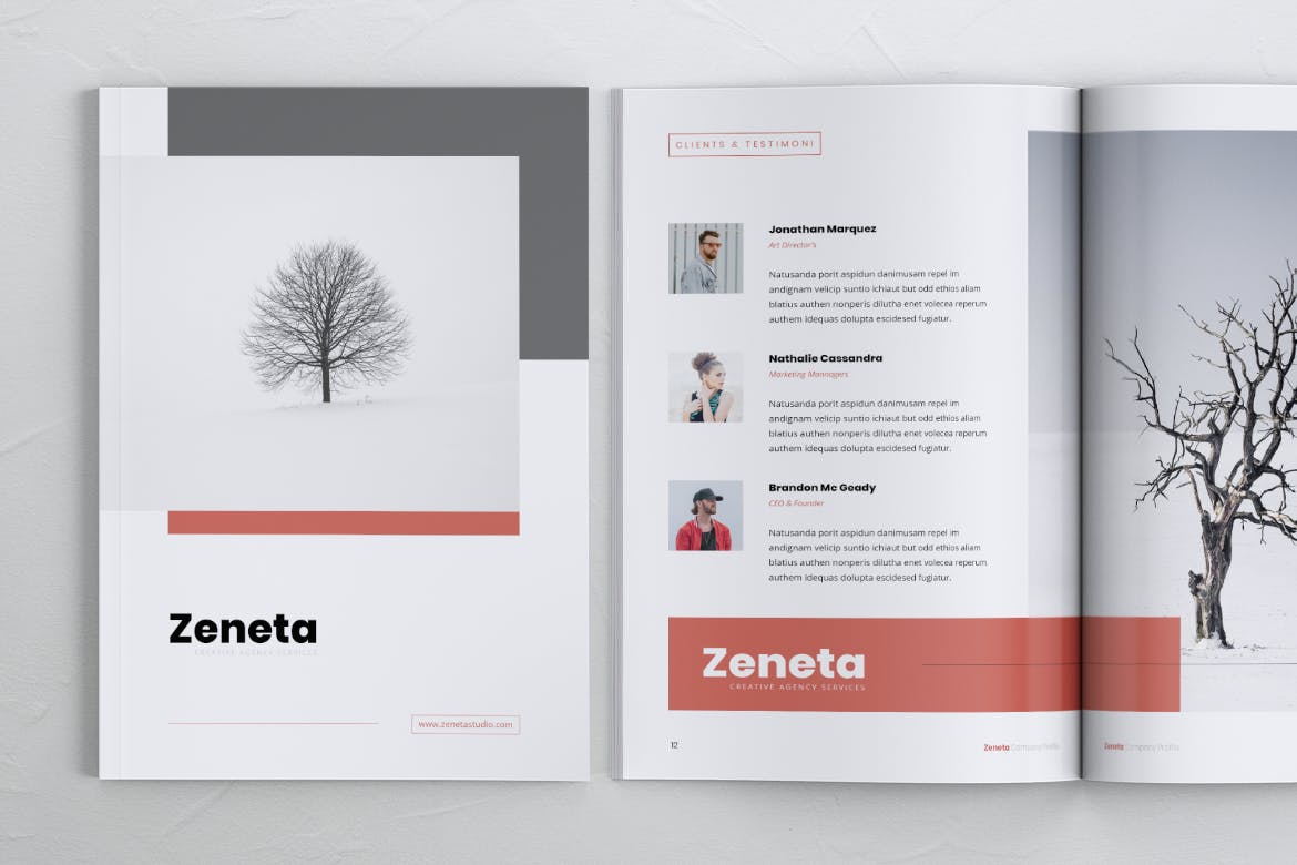 创意代理公司产品手册/企业画册设计模板 ZENETA Creative Agency Company Profile Brochures插图(1)