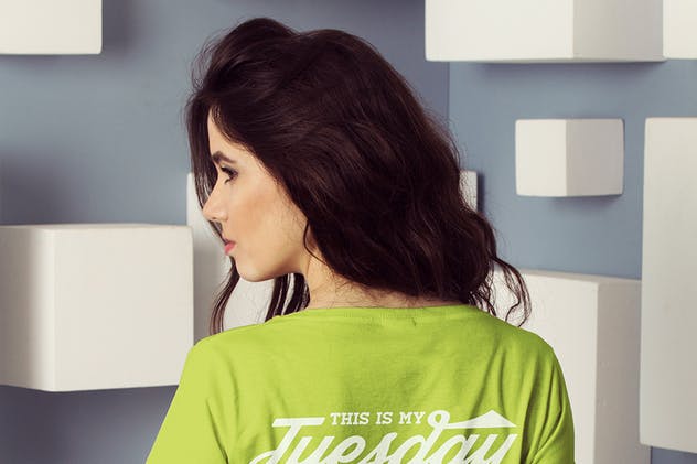 时尚女装印花T恤服装样机模板 Female T-Shirt Mockup插图(6)