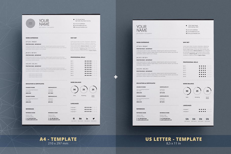 超简洁个人求职简历模板素材下载v7 Clean Resume/Cv Template Volume 7插图(3)