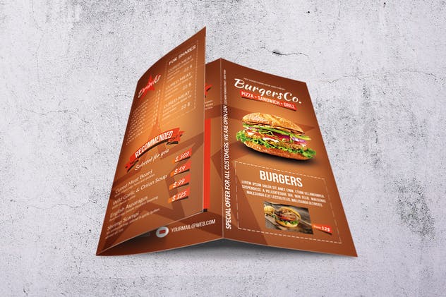 美式快餐汉堡菜单设计PSD模板套装 American Burgers Menu Bundle插图(3)