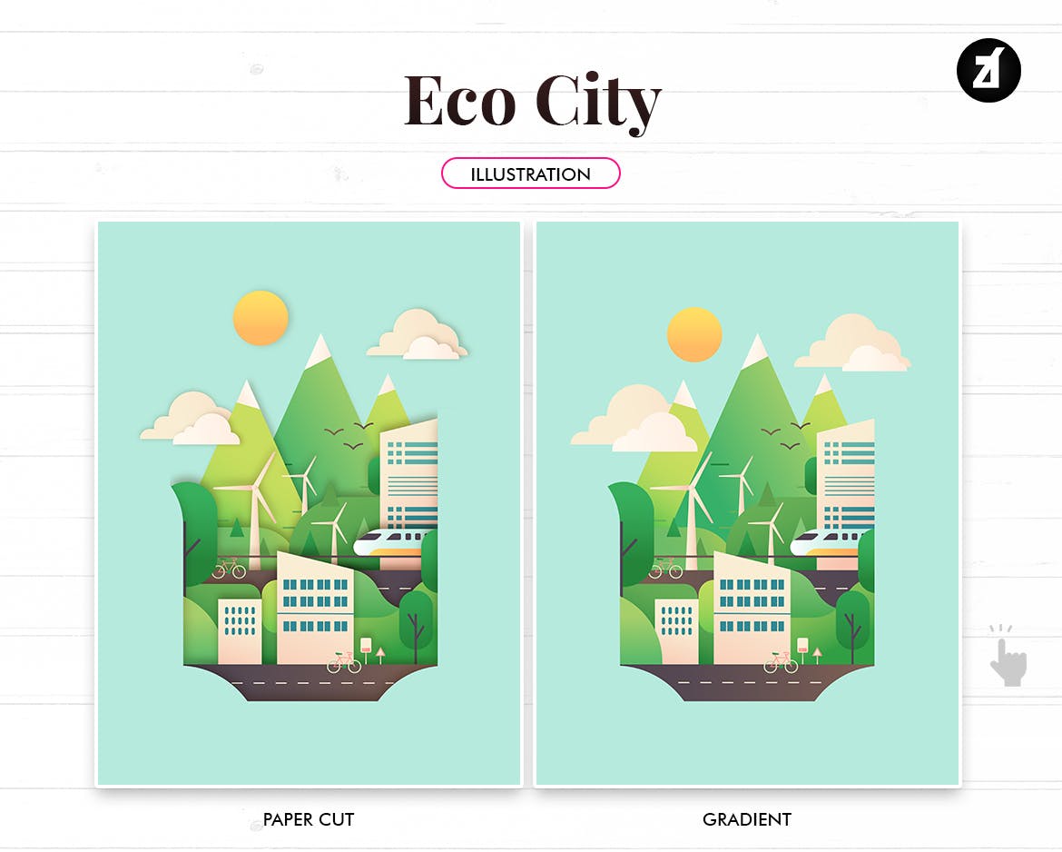 生态城市平面布局矢量概念插画 Eco city illustration with graphic layout插图3