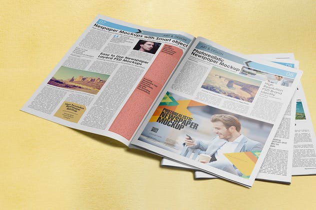 逼真新闻报纸排版设计展示样机 Photorealistic Newspaper Mockups插图(5)