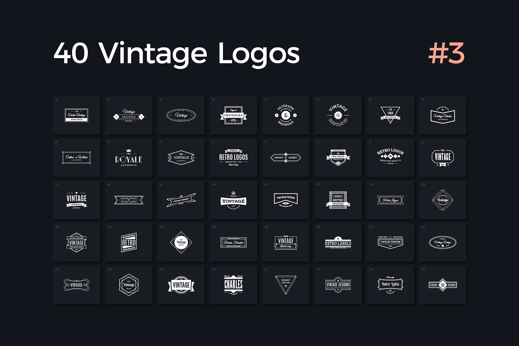 40个多用途时尚复古Logo模板V.3 40 Vintage Logos Vol. 3插图