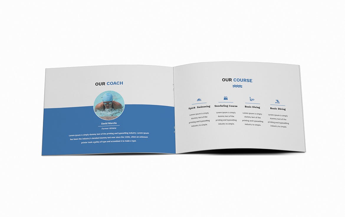 游泳培训招生简章/宣传册设计模板 Swimming A5 Brochure Template插图9