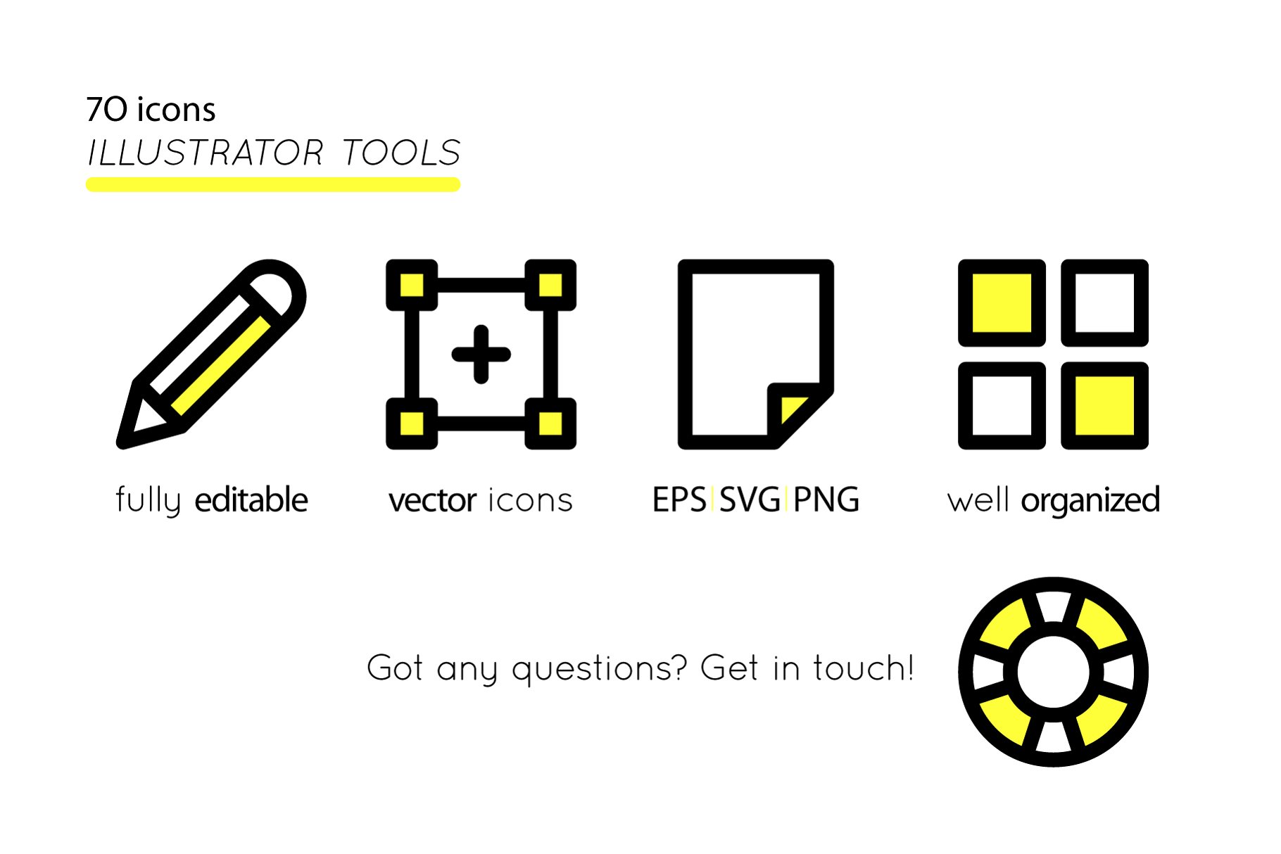 70个 Adobe Illustrator工具粗体图标  BOLD icons Adobe Illustrator tools插图(1)