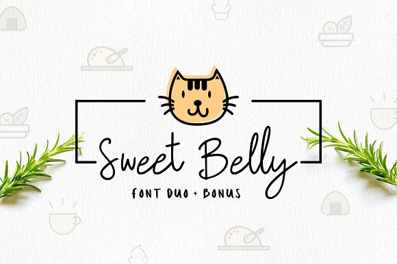 一个可爱的字体外加小清新图标 Sweet Belly | Font Duo + Bonus插图