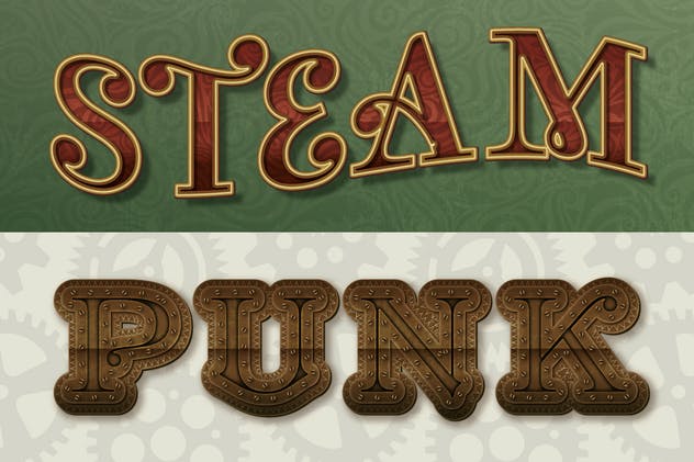 蒸汽朋克艺术风格PS字体样式 Steam Punk Text Styles, Brushes and Backgrounds插图2