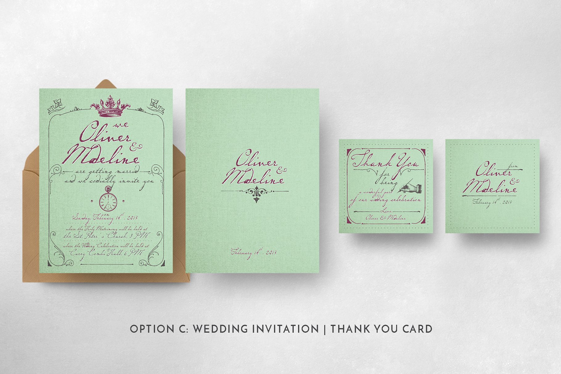 复刻1900年代巴黎婚礼邀请设计物料模板 1900 Paris Wedding Suite插图6