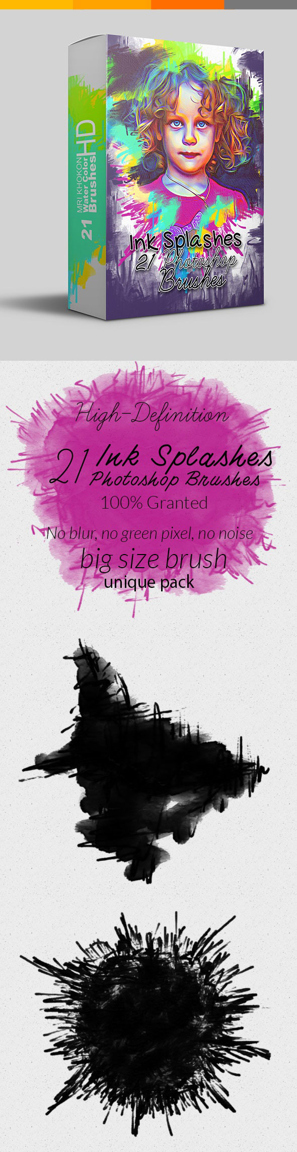 21款高品质的水彩油墨飞溅PS笔刷下载 Ink Splashes Photoshop Brushes [abr]插图