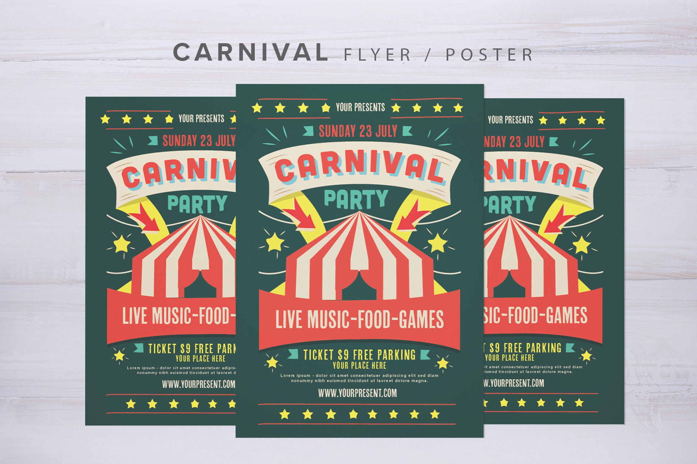 嘉年华假日庆典活动海报传单设计模板 Carnival Flyer插图