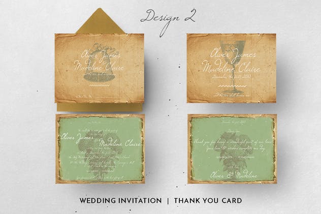 复古设计风格浪漫情书婚礼邀请函设计素材套装 Love Letter Wedding Invitation插图(5)