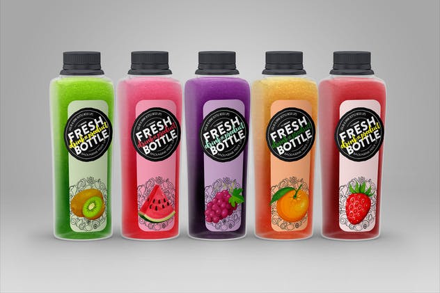 果汁瓶包装外观设计样机模板 Juice Bottle Set Packaging MockUp插图5