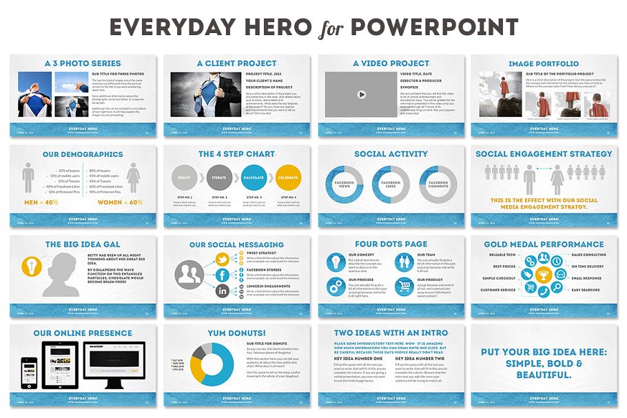 项目融资主题幻灯片模板 Everyday Hero Powerpoint HD Template插图1