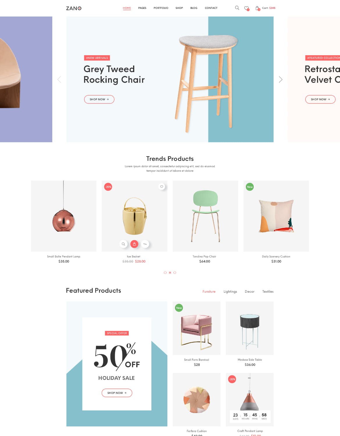 家具电子商务网上商城设计PSD模板 Zano | Furniture eCommerce PSD Template插图2