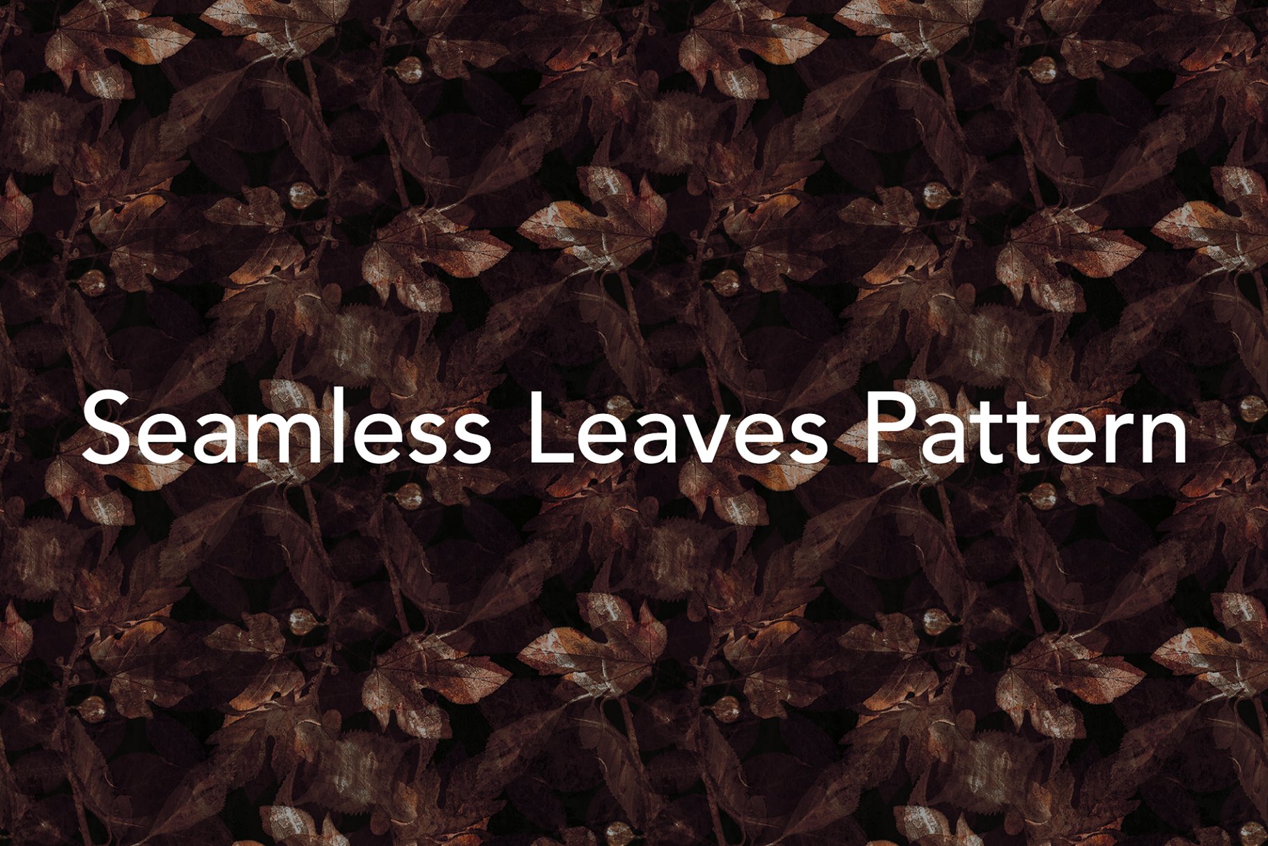 抽象秋季枯叶无缝图案素材 Dark Leaves Seamless Pattern插图