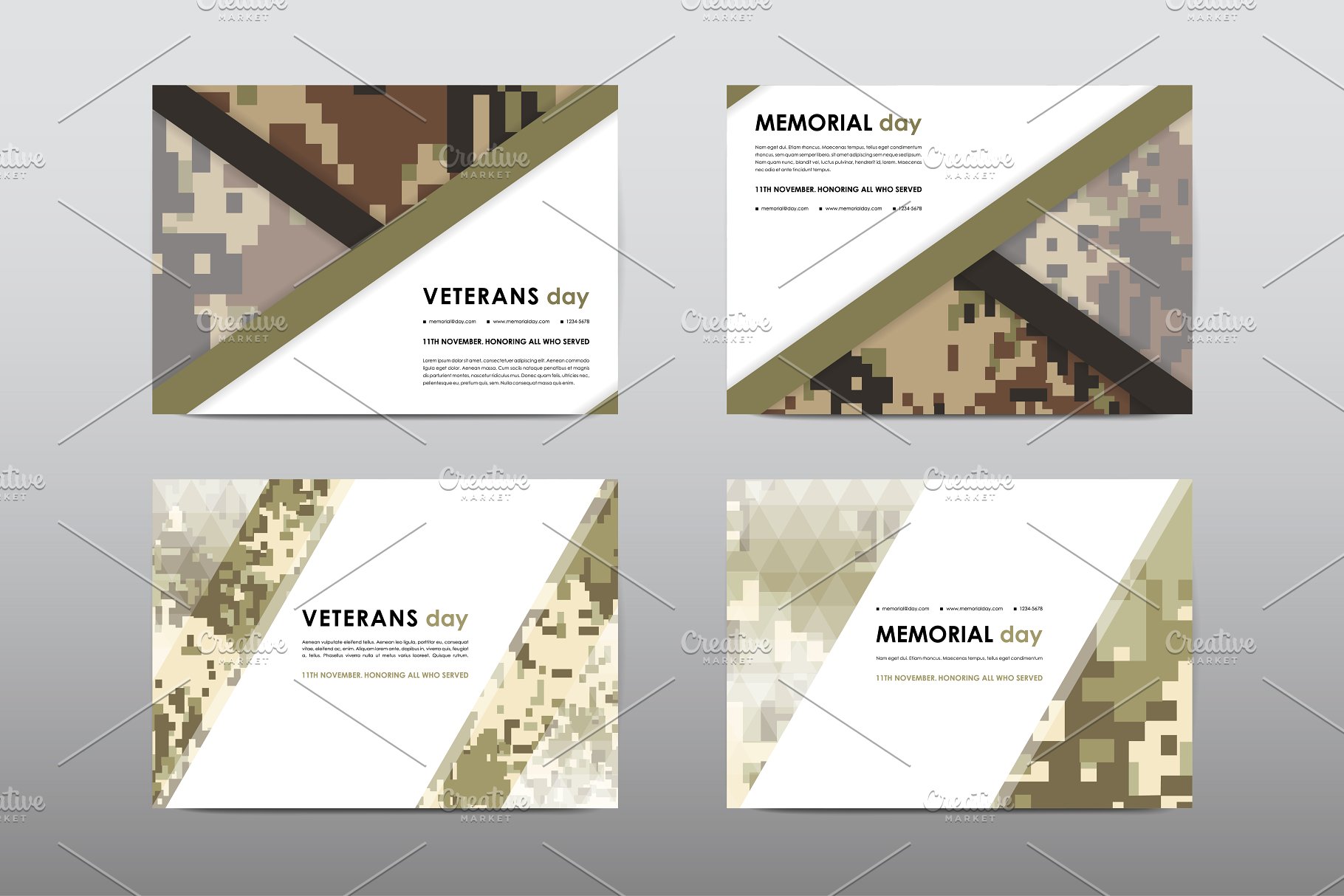 40+老兵节军人宣传小册模板 Veteran’s Day Brochures Bundle插图36