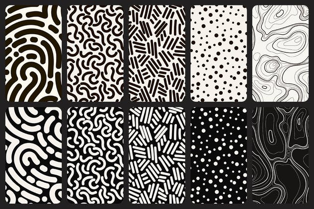 50抽象涂鸦无缝印花包装设计图案 50 Abstract Doodle Seamless Patterns插图(5)