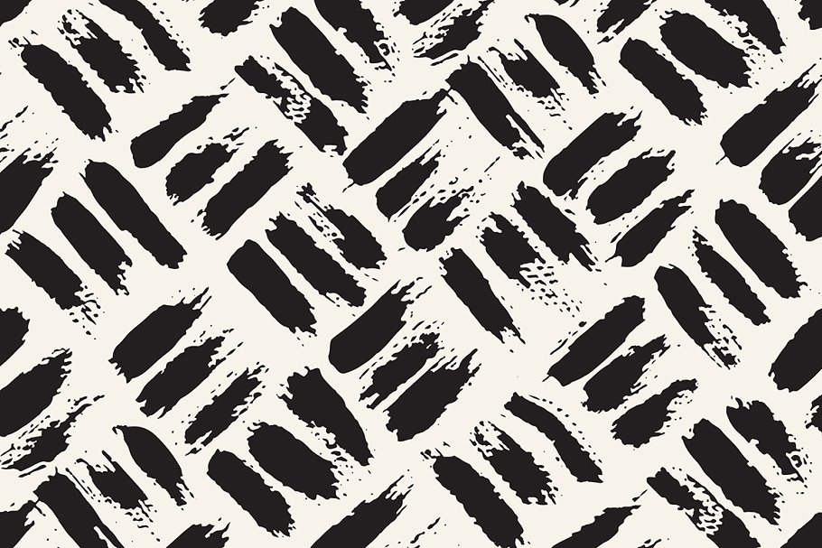 黑墨笔刷图案无缝纹理v1 Brush Strokes. Seamless Patterns v.1插图(4)