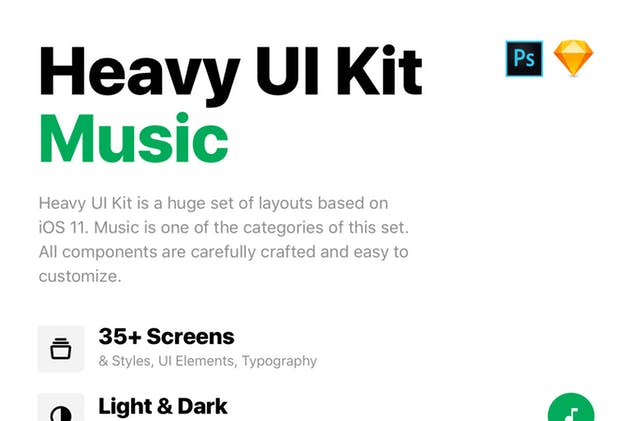 音乐社交APP应用UI设计套件 Heavy UI Kit: Music插图(1)