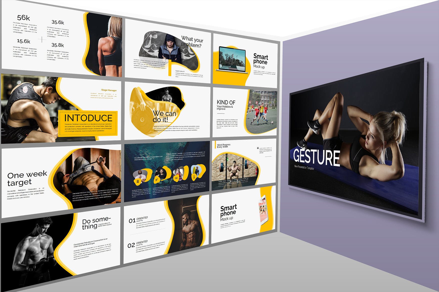 健身计划/健身俱乐部主题PPT幻灯片模板 Gesture Athletics Powerpoint Template插图(1)