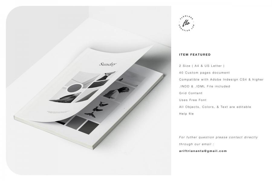 SUNDAY时尚黑白摄影图册设计模板插图5