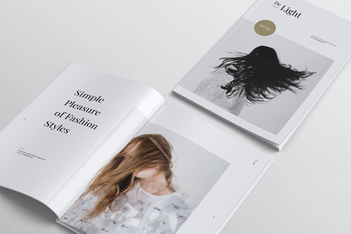 时尚服装品牌产品目录/画册设计模板 DE LIGHT Minimalist Fashion Magazine插图(5)