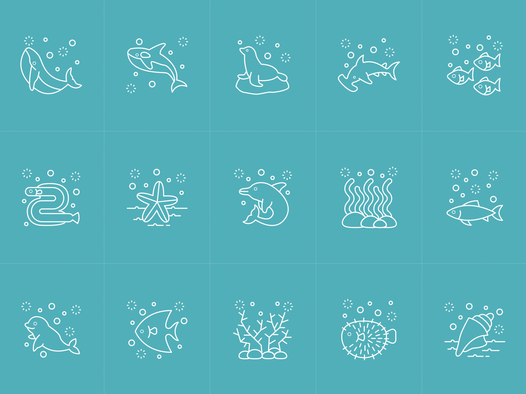 海洋主题矢量图标设计素材 Sea Life Vector Icons插图