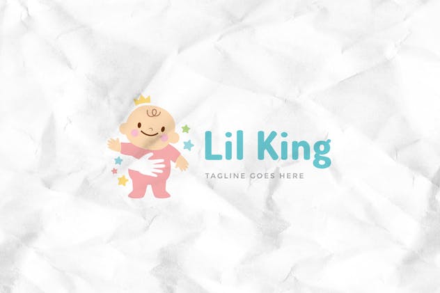 可爱婴儿图形幼婴品牌Logo标志设计模板 Little King Logo Template插图(1)