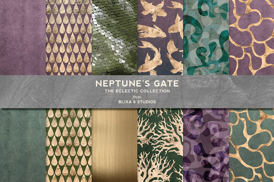 玫瑰金箔背景纹理 Neptune’s Gate Rose Gold Patterns插图