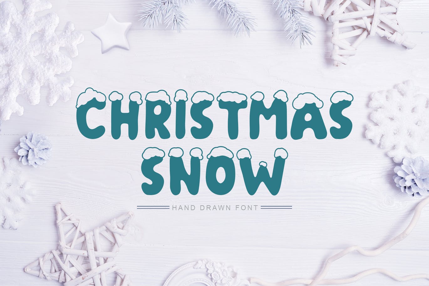 积雪盖顶圣诞节主题英文手写字体 Christmas Snow Hand Drawn Font插图