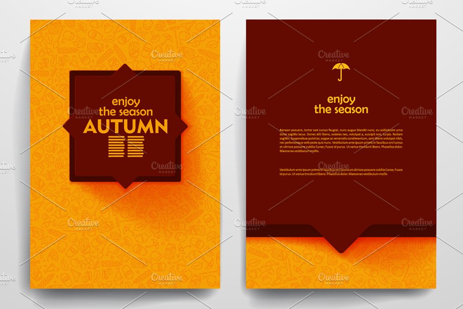 秋天果实丰收季节主题小册子模板 Autumn brochures插图1