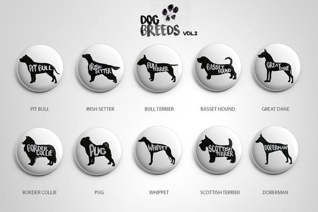 10款动物犬种矢量插画素材 10 Dog Breeds vol2 + Bonus插图1