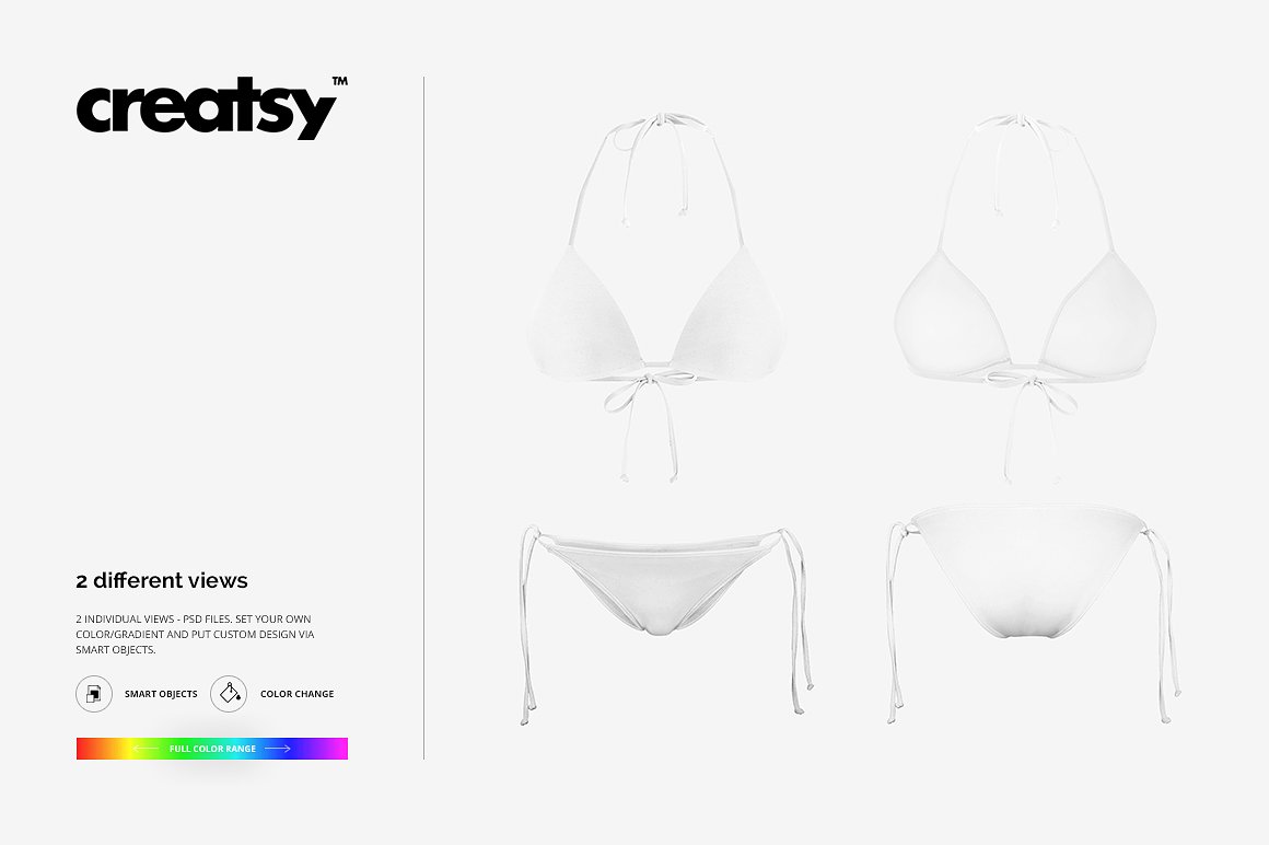 夏日性感比基尼泳衣展示样机 Bikini Mockup Set插图(3)
