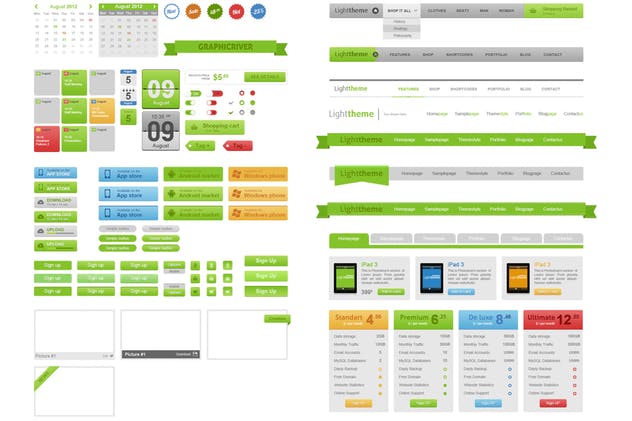 网站信息图表数据呈现UI设计模板 WEB GUI KIT插图(1)