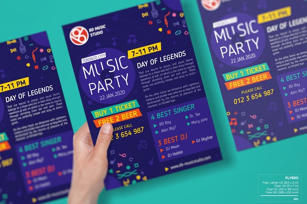 音乐派对聚会海报传单设计模板合集 Music Party-Set Template插图(4)
