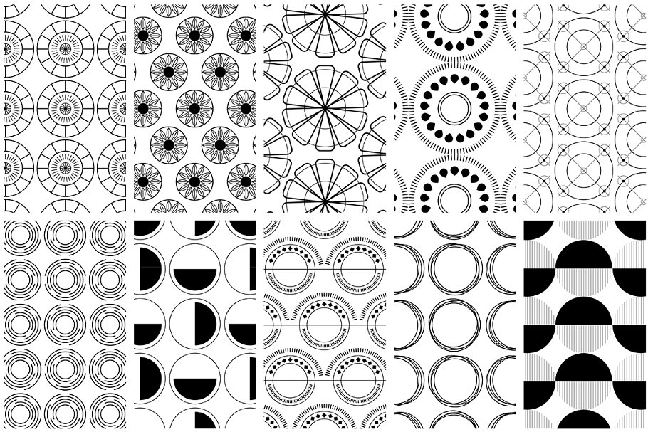 高端大气几何圆形图案纹理 Geometric Circles Patterns Set插图(7)