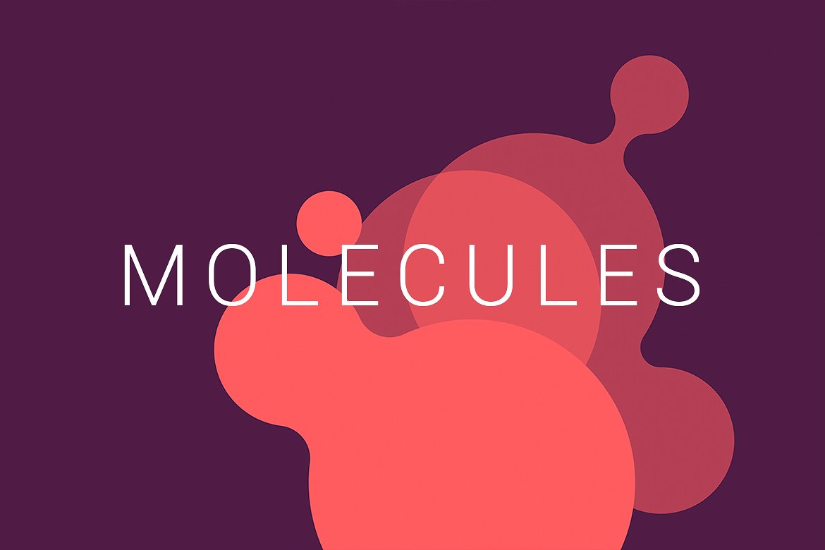 抽象分子结构扁平化风格背景v02 Molecules | Flat Backgrounds | V02插图(3)