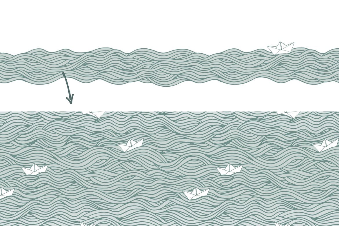 让我航行主题海浪手绘无缝图案纹理背景素材 Let me Sail – Seamless Pattern插图(2)