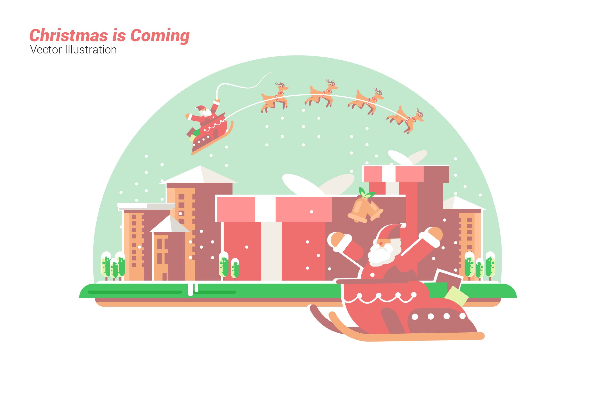 喜迎圣诞节到来矢量手绘插画素材 Christmas is Coming – Vector Illustration插图