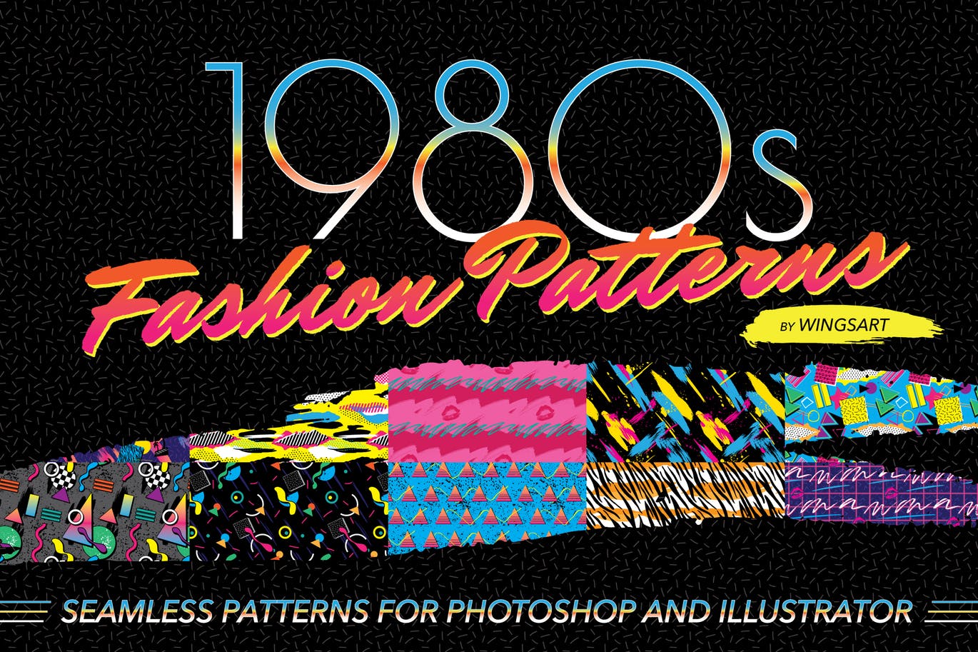 1980s年代复古潮流时尚图案设计素材v1 1980s Fashion Patterns Volume One插图