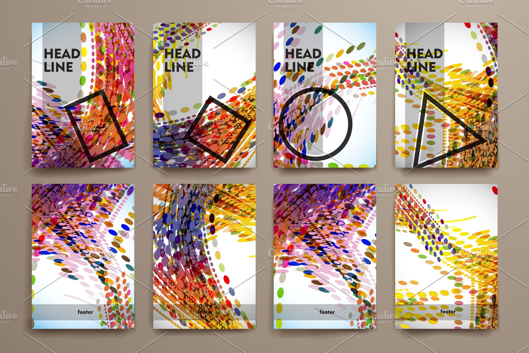 抽象几何叠加图形杂志画册模板 Abstract Brochure Templates插图1