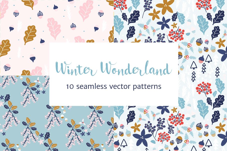 冬季仙境圣诞花样图案 Winter Wonderland Christmas Patterns插图