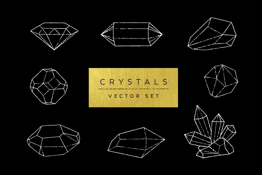 各种形状水晶矢量图形素材 Crystals Vector Illustration Set插图1