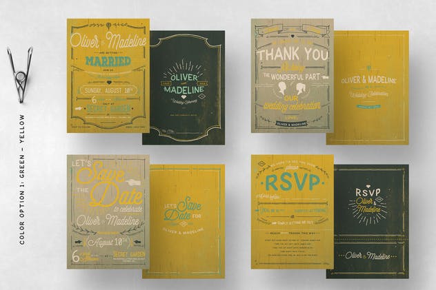 复古手写字邀请函/请帖设计模板套装 Vintage Hand Lettering Invitation Set插图1