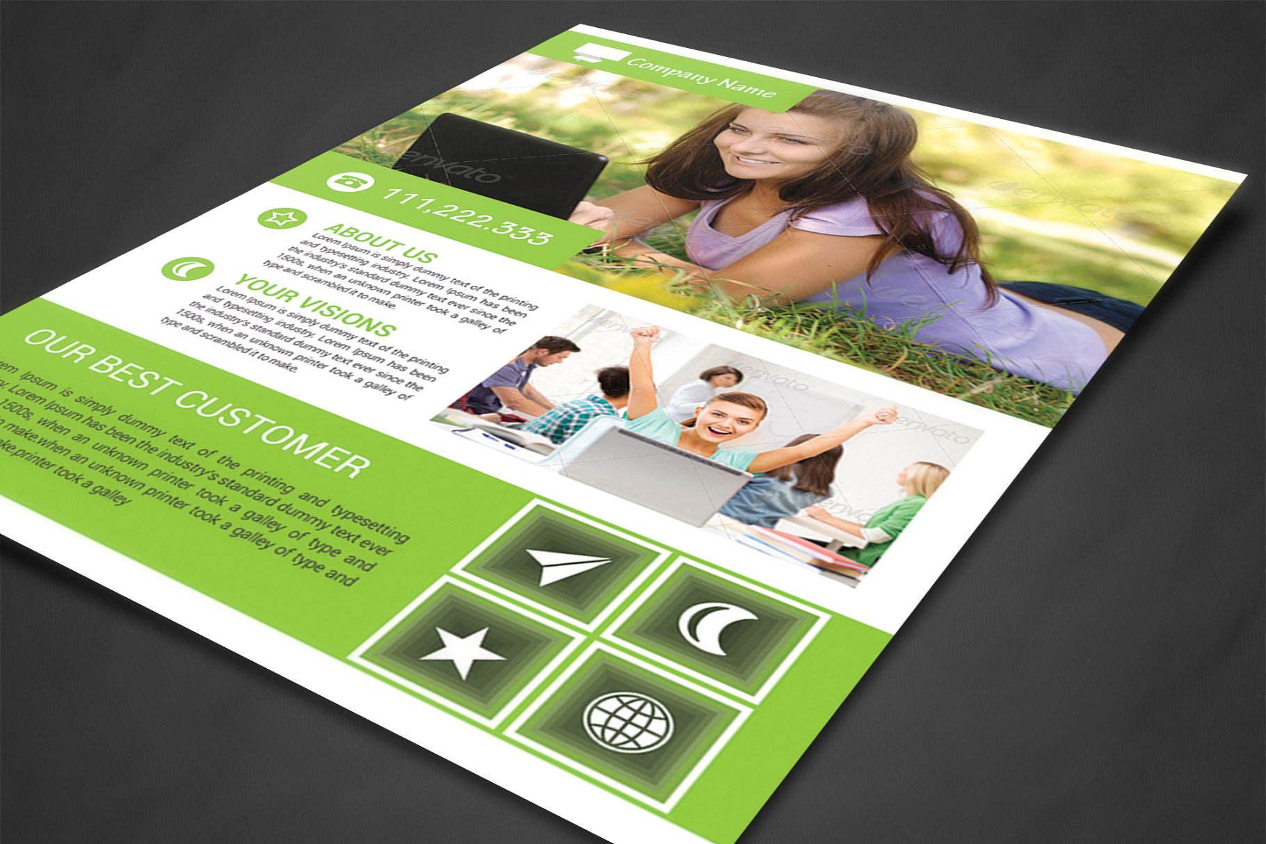 传统企业标准传单海报设计模板 Corporate Business Flyer Print Templ插图(1)