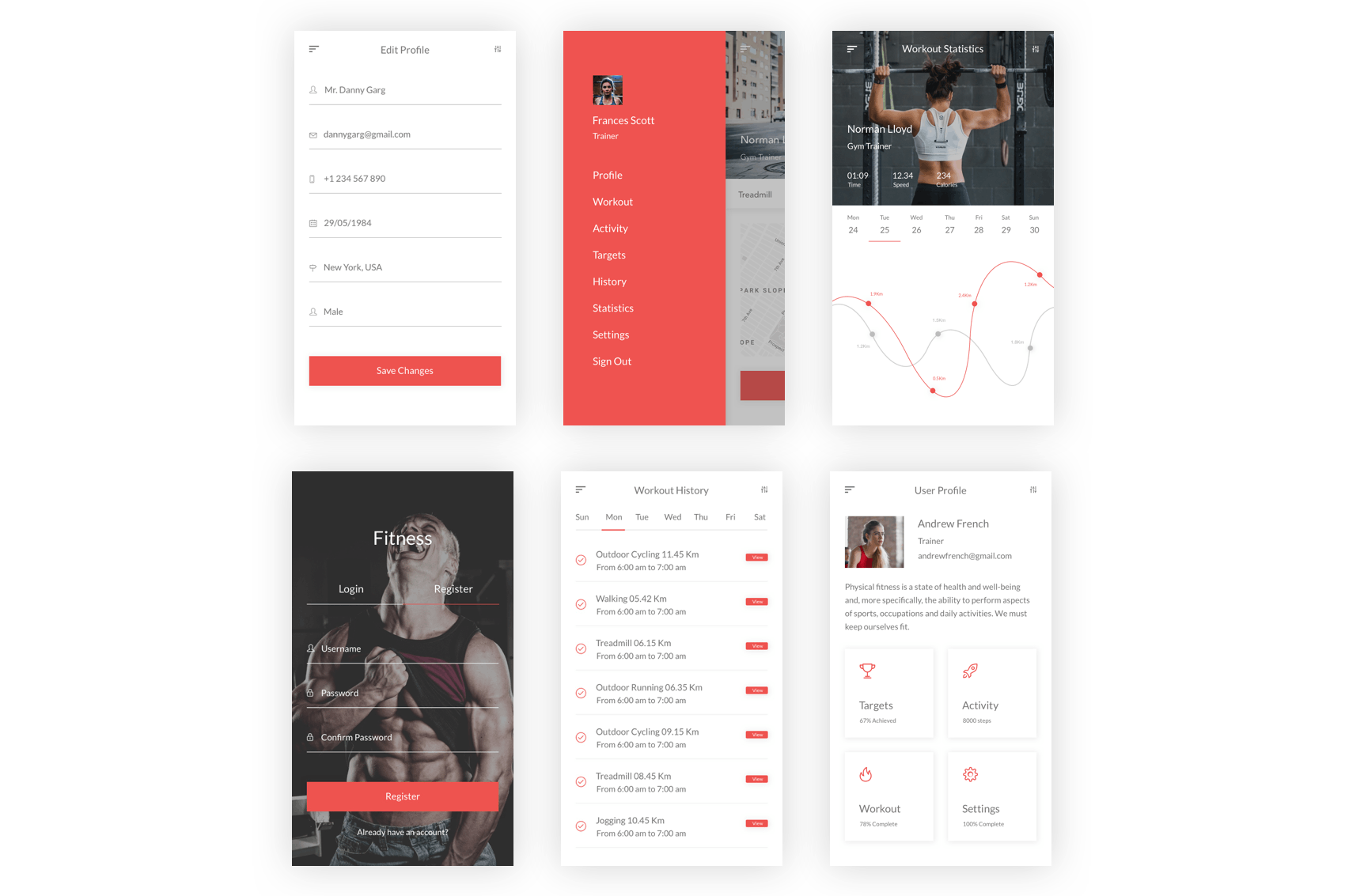 健身俱乐部/健身运动APP应用UI设计套件Figma模板 Fitness – Health, Workout & Gym UI Kit for Figma插图(8)