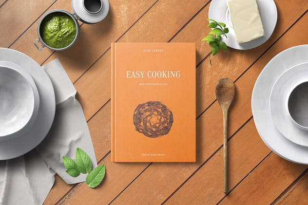 西式食谱厨房场景样机模板 Cook Book Mockup – Kitchen Set插图(4)