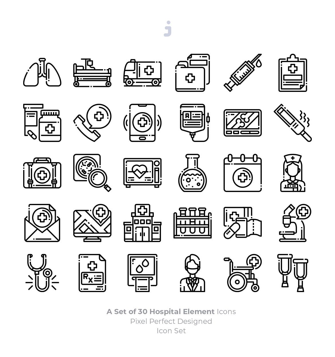 30枚医院医疗主题元素矢量图标 30 Hospital Element Icons插图(2)