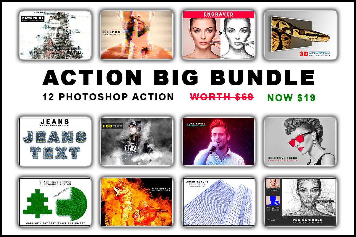 12个高品质的PS动作合辑 Photoshop Action Mega Bundle [atn]插图