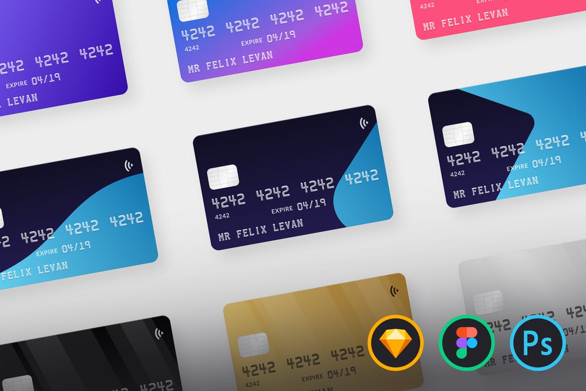 信用卡银行卡外观设计样机模板 Credit Card Mockups插图